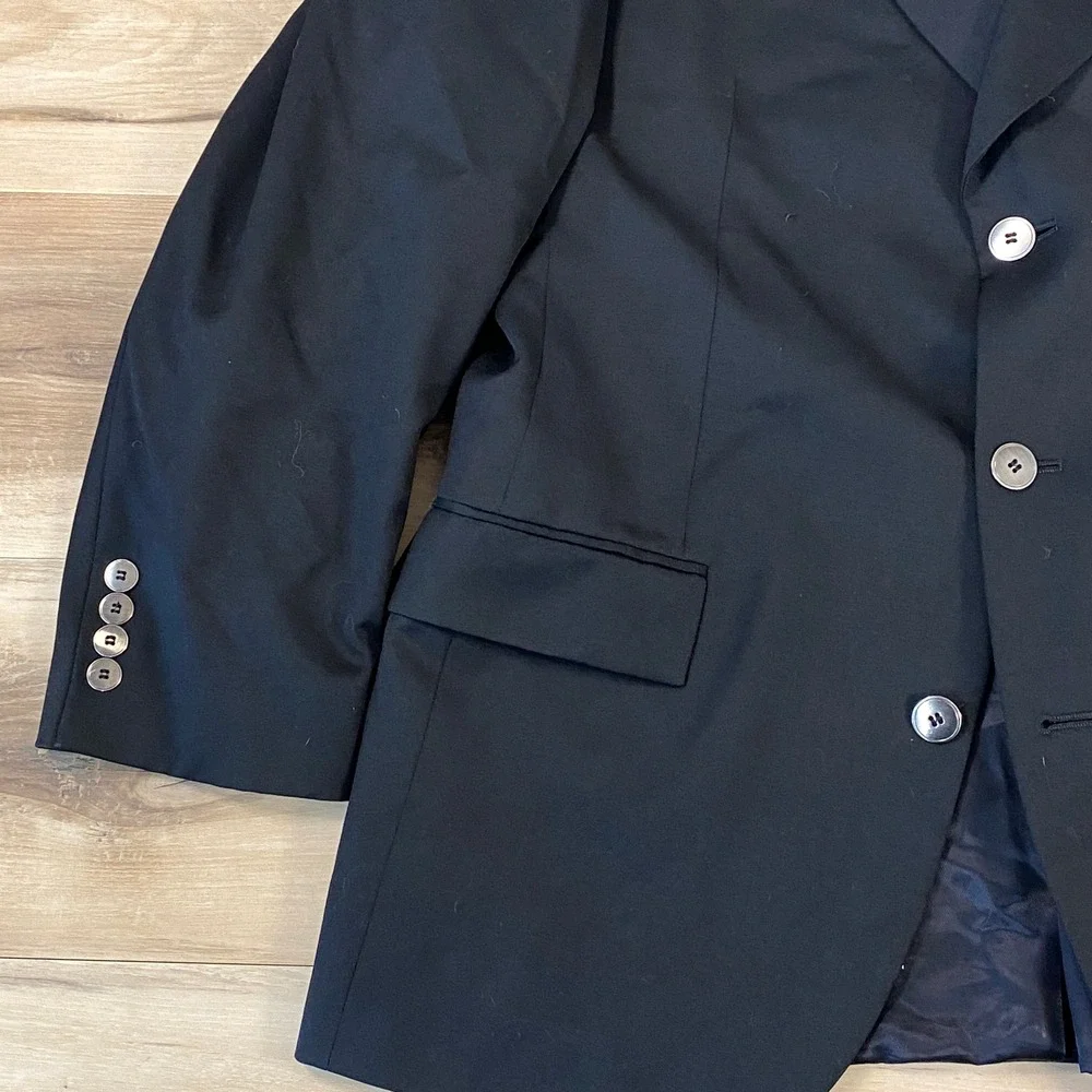 Andrew Fezza Blazer Mens 40S Black Super 100s Wool 3 Button Sport Coat 40SH - Picture 5 of 11